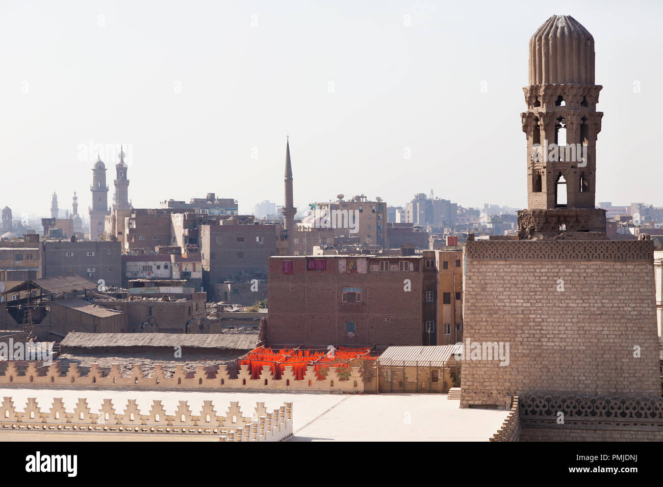 View of the old city from the height of the minaret of Al-Hakim Mosque of Cairo, Egypt Stock Photo