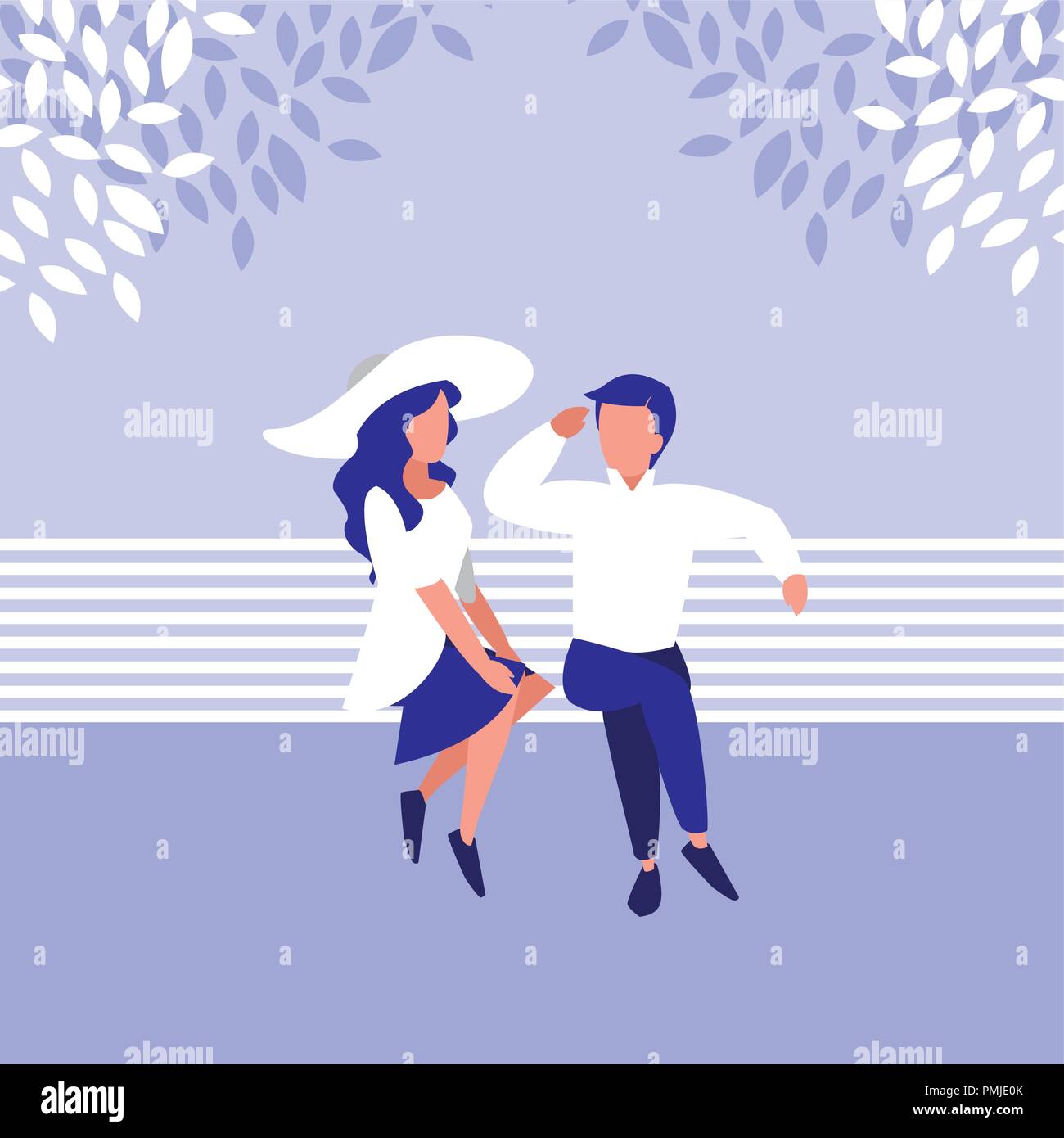 couple sitting park chair avatar character vector illustration design ...