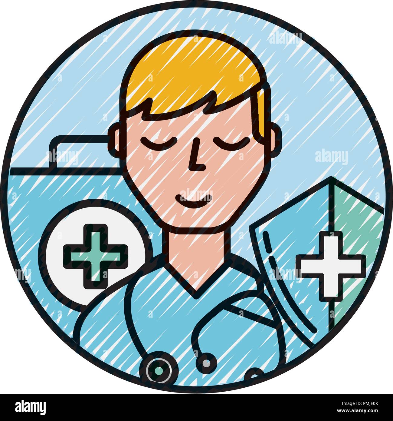 portrait doctor kit first aid shield protection Stock Vector Image ...