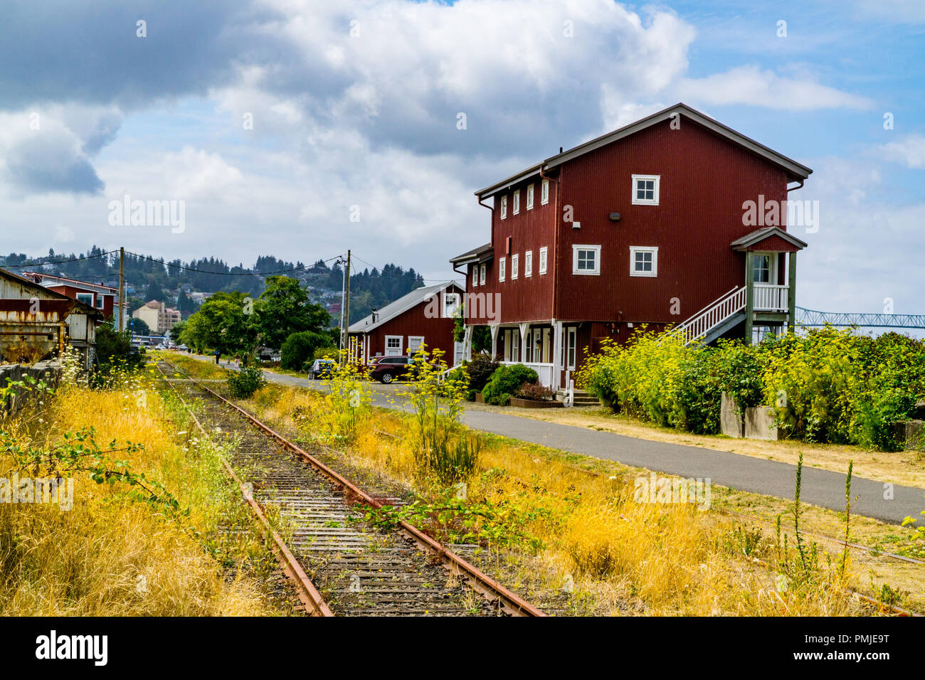 The Astoria Riverfront walking trail in Astoria Oregon Stock Photo Alamy