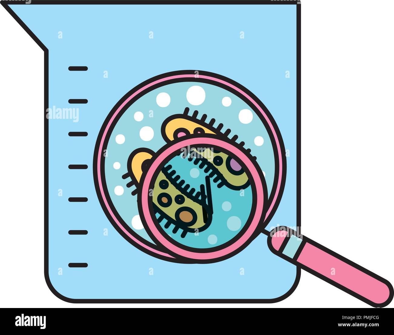 laboratory flask test science bacteria magnifying glass Stock Vector ...