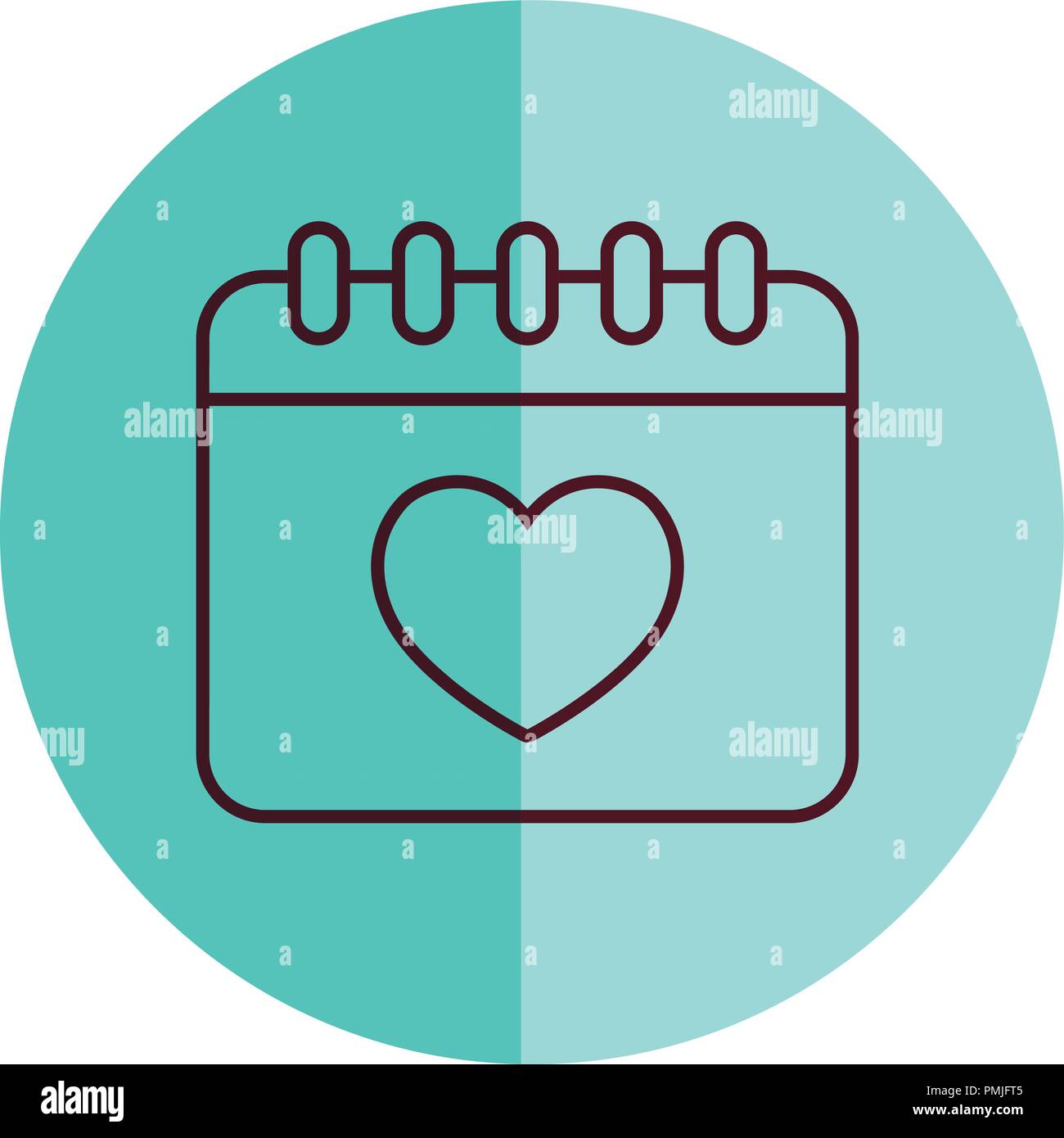 calendar with heart icon over white background, vector illustration