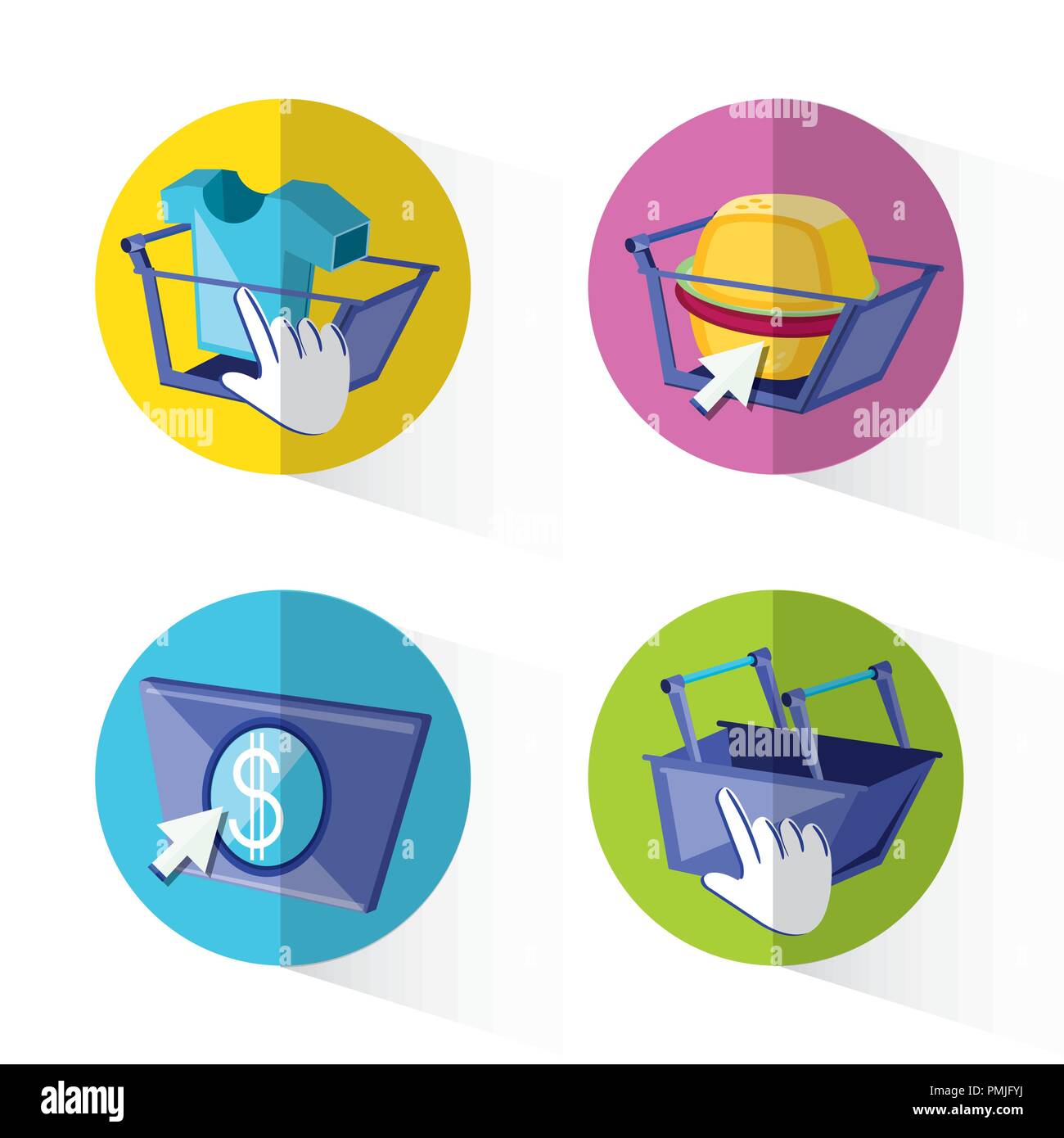 on line shopping set icons vector illustration design Stock Vector ...
