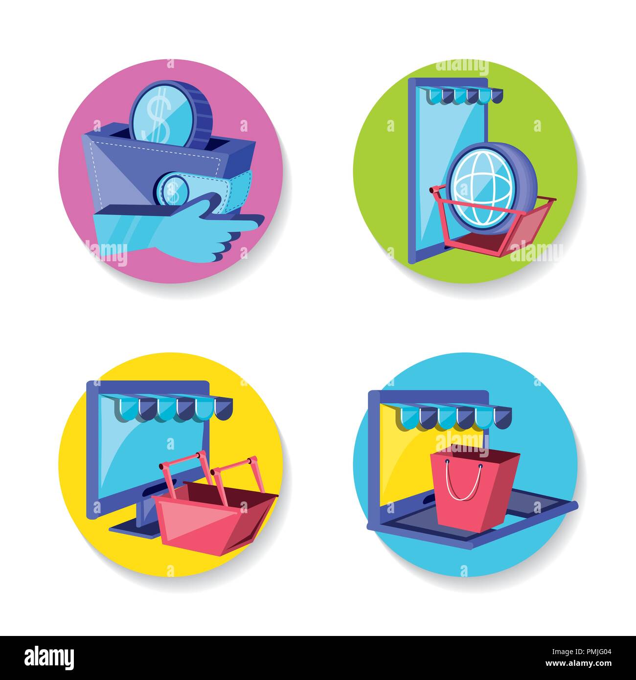 on line shopping set icons vector illustration design Stock Vector ...