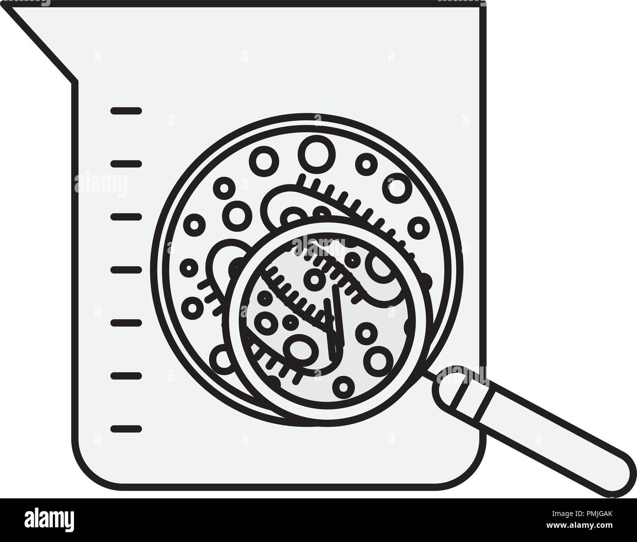 laboratory flask test science bacteria magnifying glass Stock Vector ...