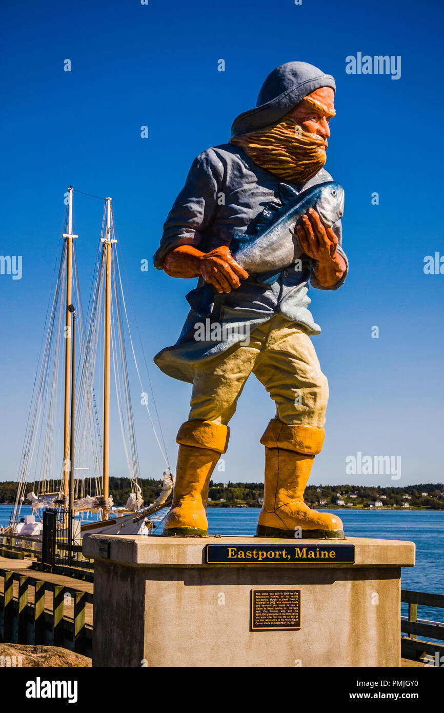 Fisherman Statue Eastport, Maine, USA Stock Photo Alamy