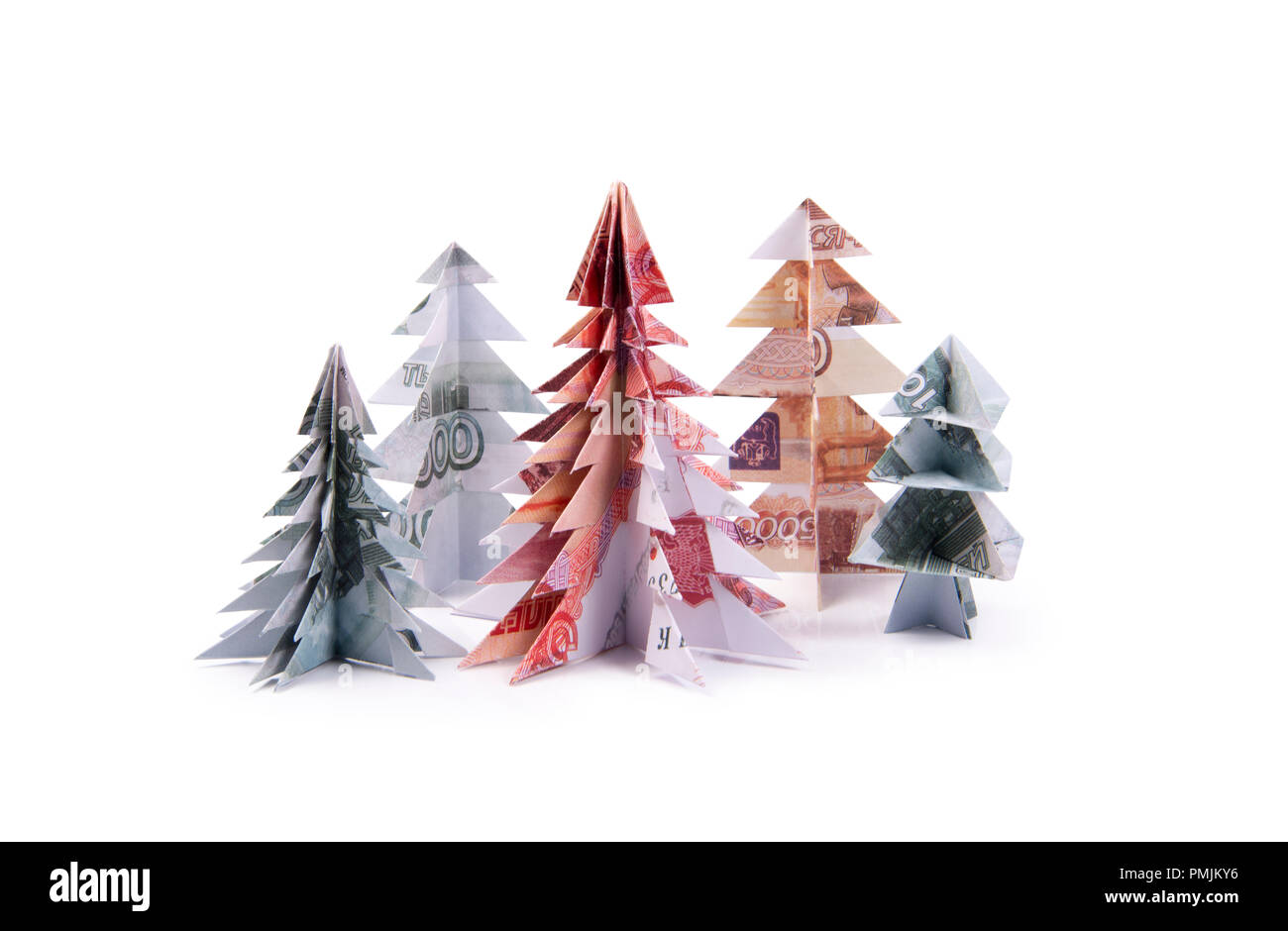 Money Origami Christmas tree Stock Photo Alamy