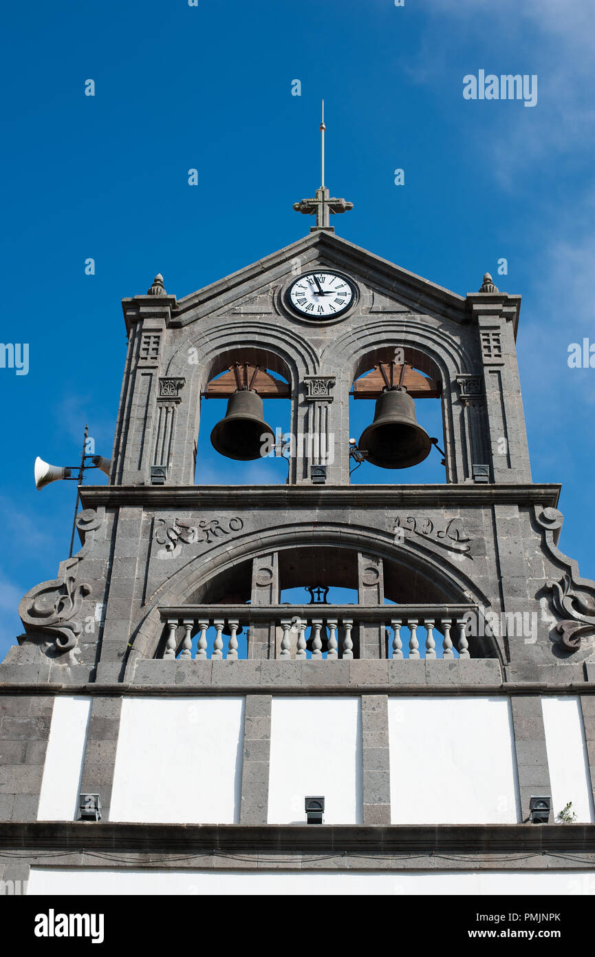 Parish Church of San Roque - town church was built in 1502 in Firgas town, Gran Canaria, Spain, Stock Photo