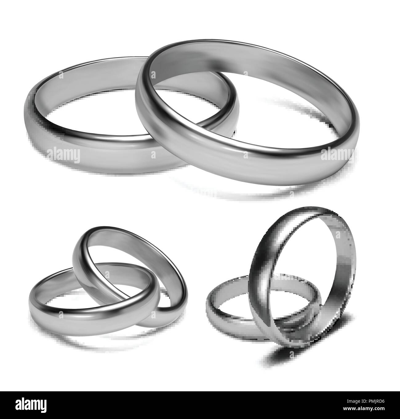 Silver rings isolated on white background Vector Illustration Stock