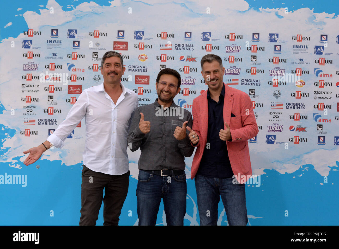 Giffoni Valle Piana, Sa, Italy - July 21, 2018 : Trio Medusa at Giffoni Film Festival 2018 - on July 21, 2018 in Giffoni Valle Piana, Italy Stock Photo
