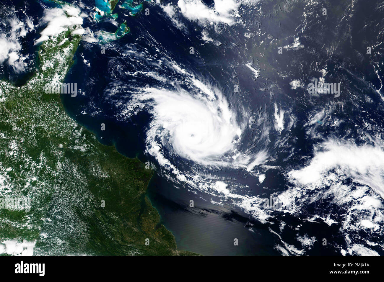 Satellite view. Hurricane in planet Earth. Elements of this image furnished by NASA. Stock Photo