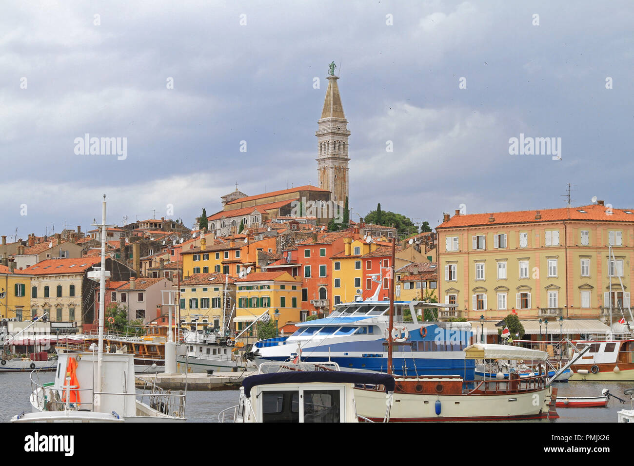 Rovinj Town With Port and Tower Landmark Croatia Stock Photo - Alamy