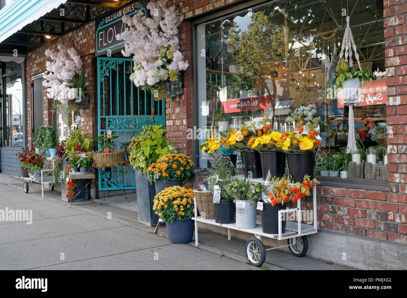 Gilligan Girls flower shop on Main Street in Vancouver, BC, Canada Stock Photo