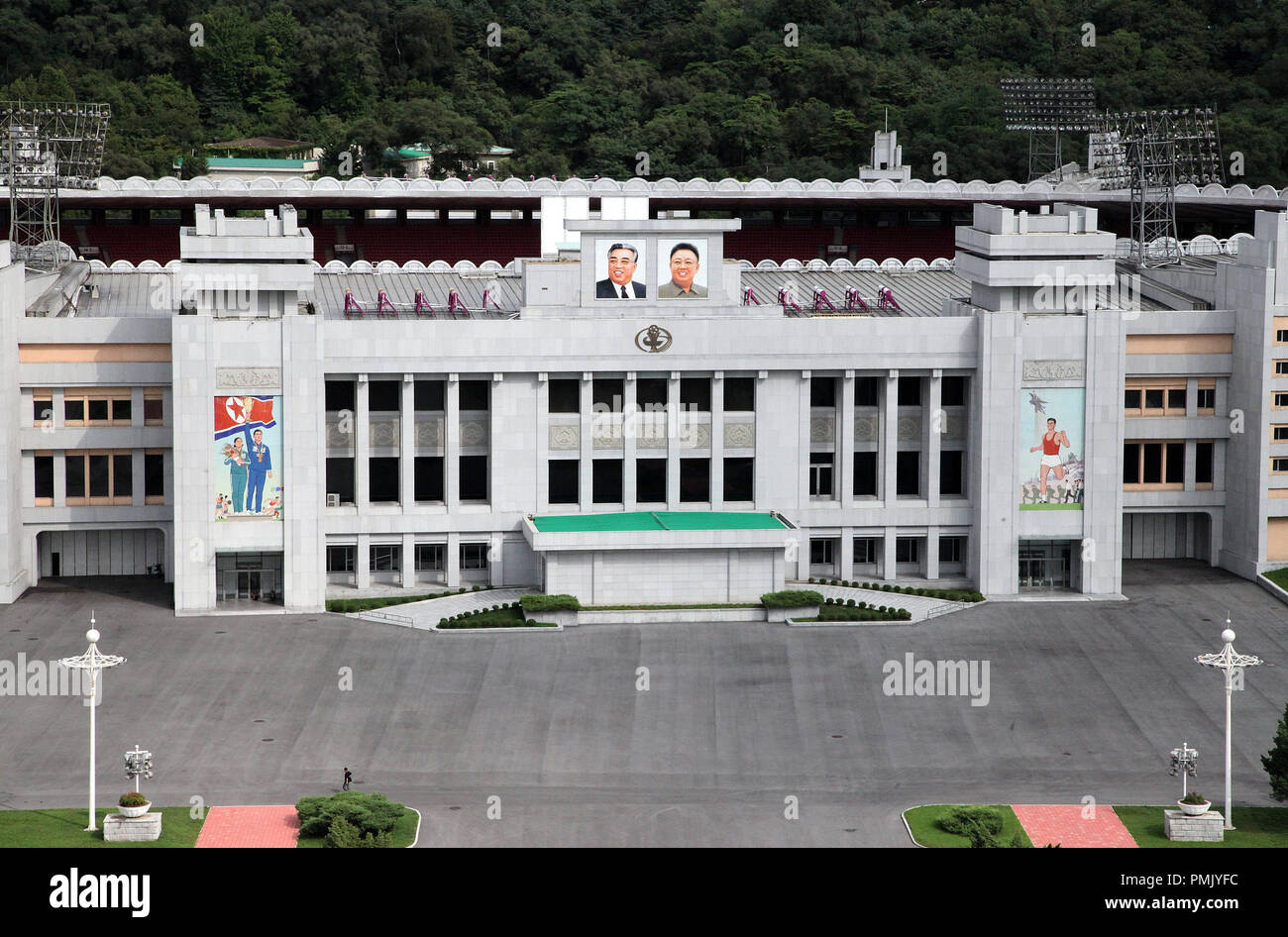 Kim Il Sung Stadium in Pyongyang which was built in 1926 and was called the Girimri Stadium Stock Photo