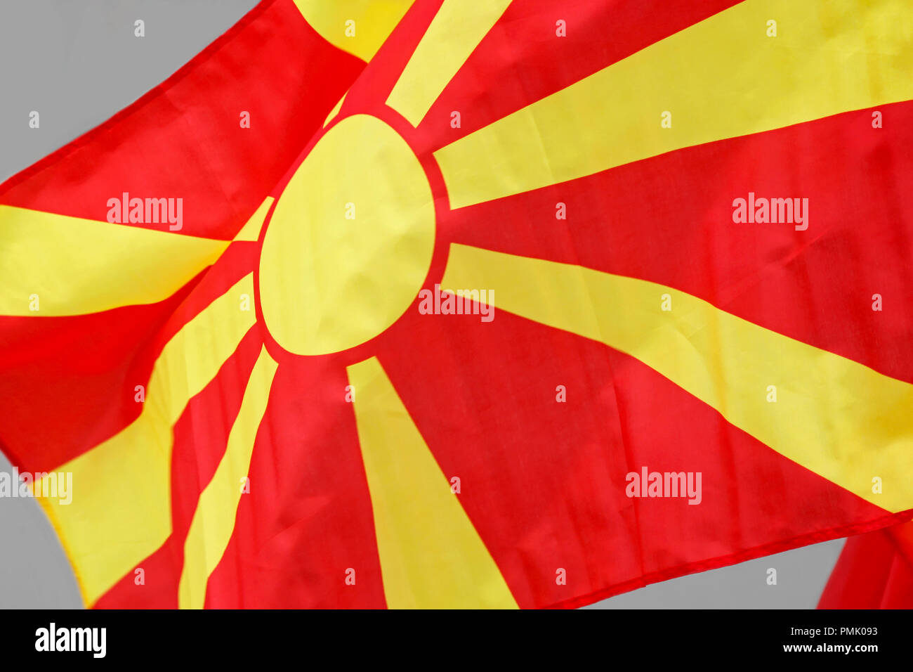 Republic of Macedonia Flag Sun Rays Stock Photo