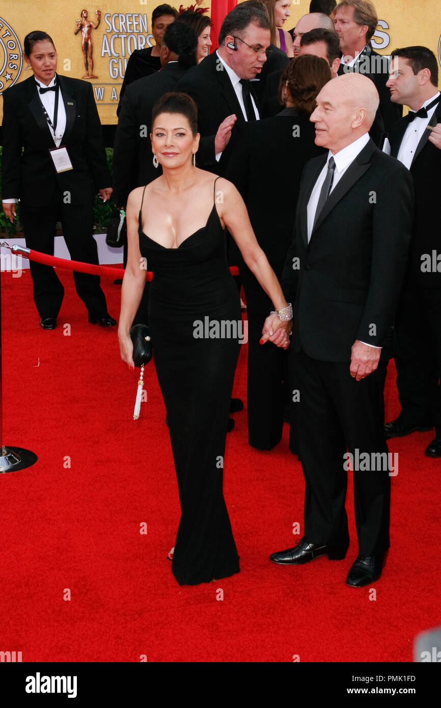 Marina Sirtis and Patrick Stewart at the 17th Annual Screen Actors Guild Awards. Arrivals held at the Shrine Exposition Center in Los Angeles, CA, January 30, 2011. Photo by Joe Martinez / PictureLux Stock Photo
