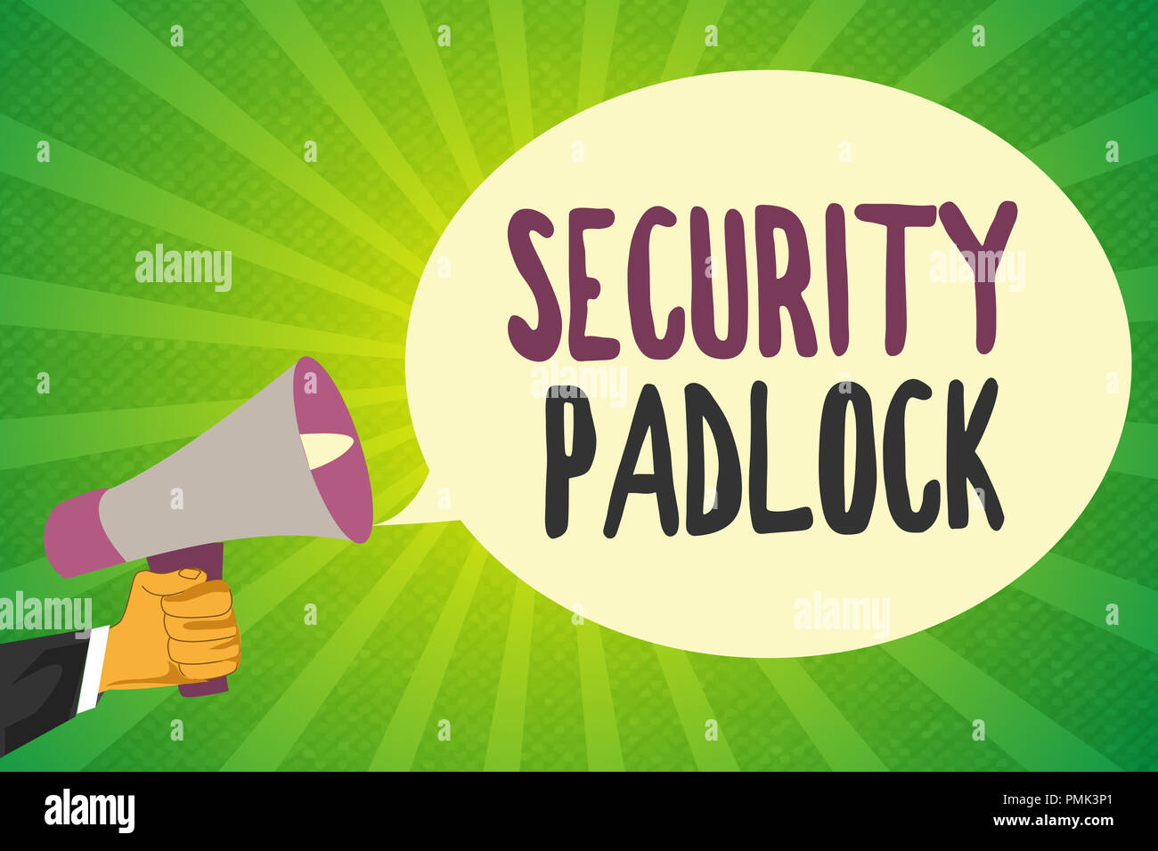 Handwriting text writing Security Padlock. Concept meaning hardened steel body and double