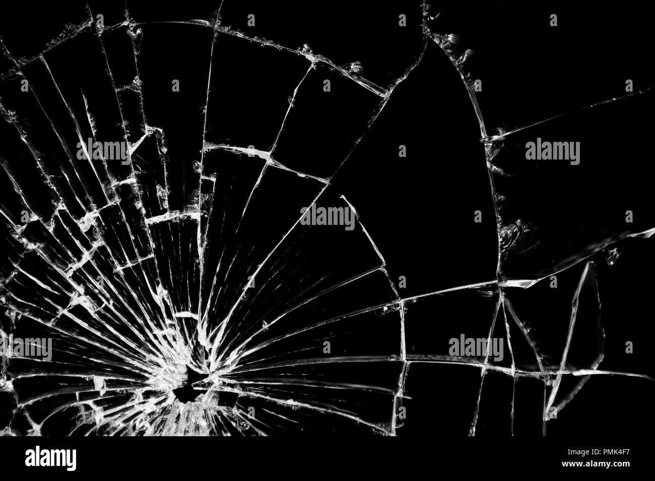 real crack broken glass texture pattern effect Stock Photo