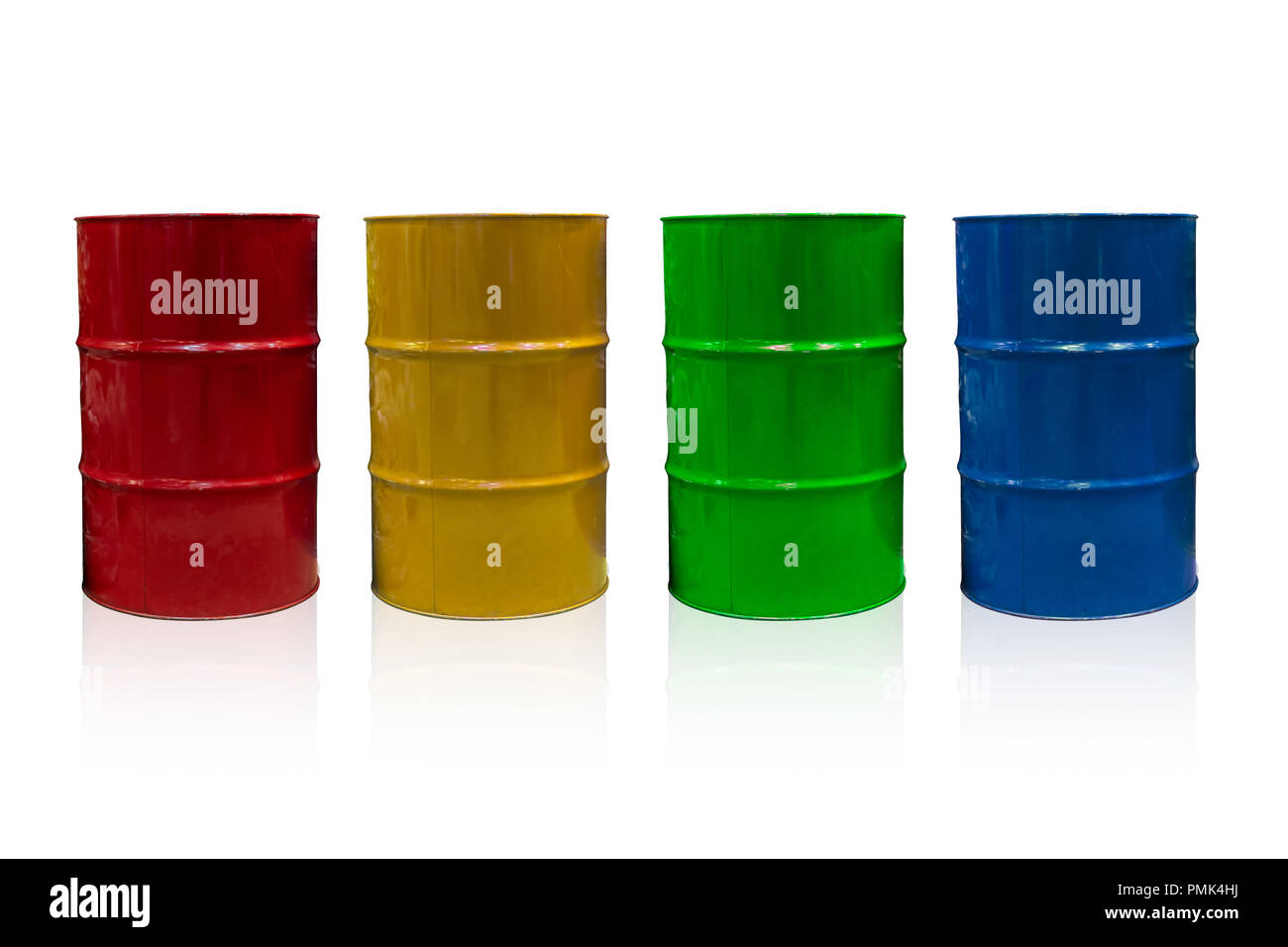 55 Gallon Steel Barrel tank for Industrial Liquid Chemical Container isolated on white with clipping path. Stock Photo