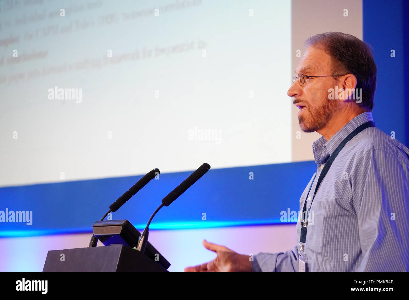 Aris Spanos speaking at the 2018 Conference of the Royal Statistical Society in Cardiff City Hall. Photo date: Wednesday, September 5, 2018. Photo: Ro Stock Photo