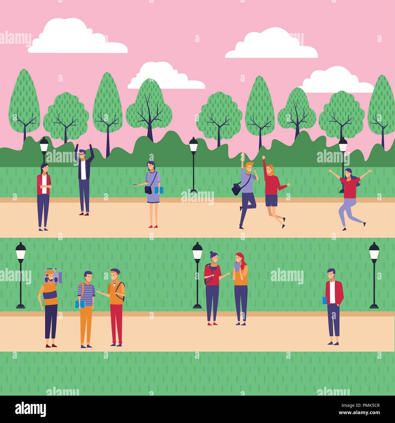 People at park cartoons Stock Vector Image & Art - Alamy
