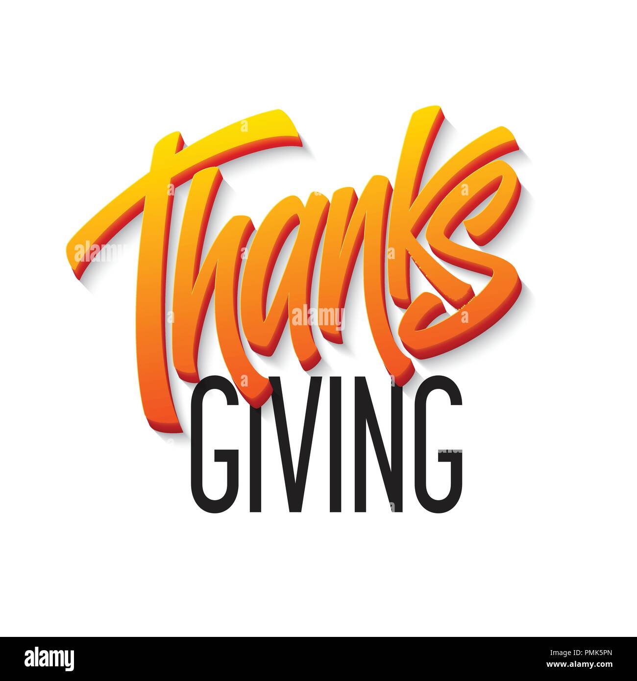 Happy thanksgiving brush hand lettering. Calligraphy vector illustration Stock Vector
