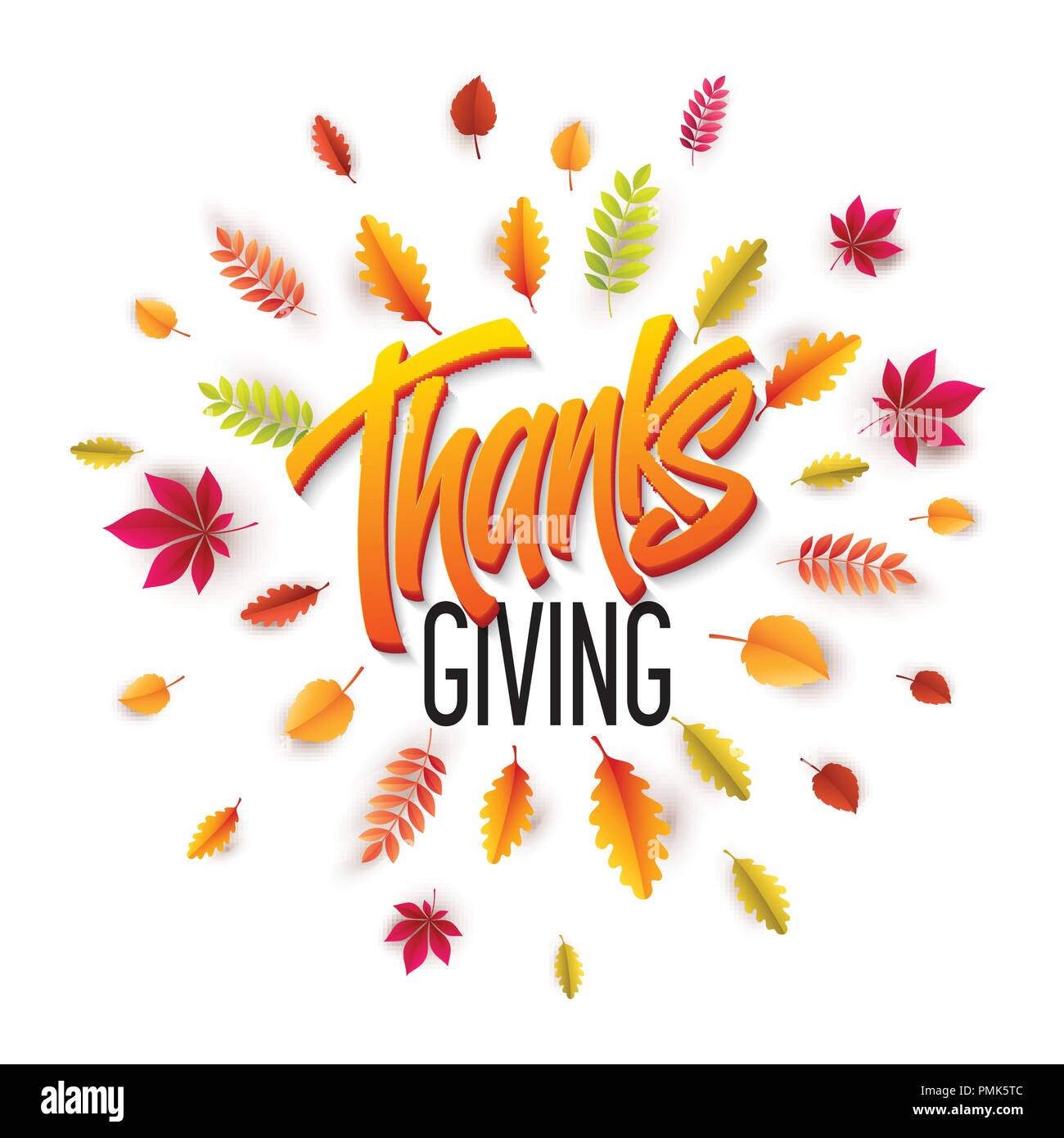 Hand drawn Happy Thanksgiving Day Background. Give Thanks. Vector illustration Stock Vector