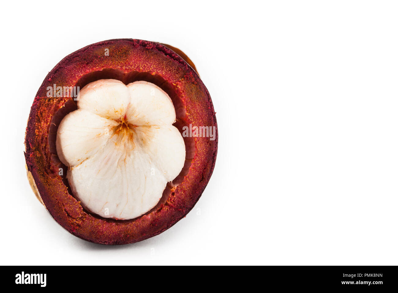Purple mangosteen (Garcinia mangostana) isolated on white background Stock Photo