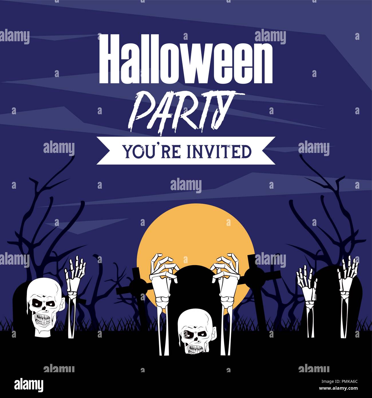 Halloween party card Stock Vector - Halloween Party Card PMKA6C