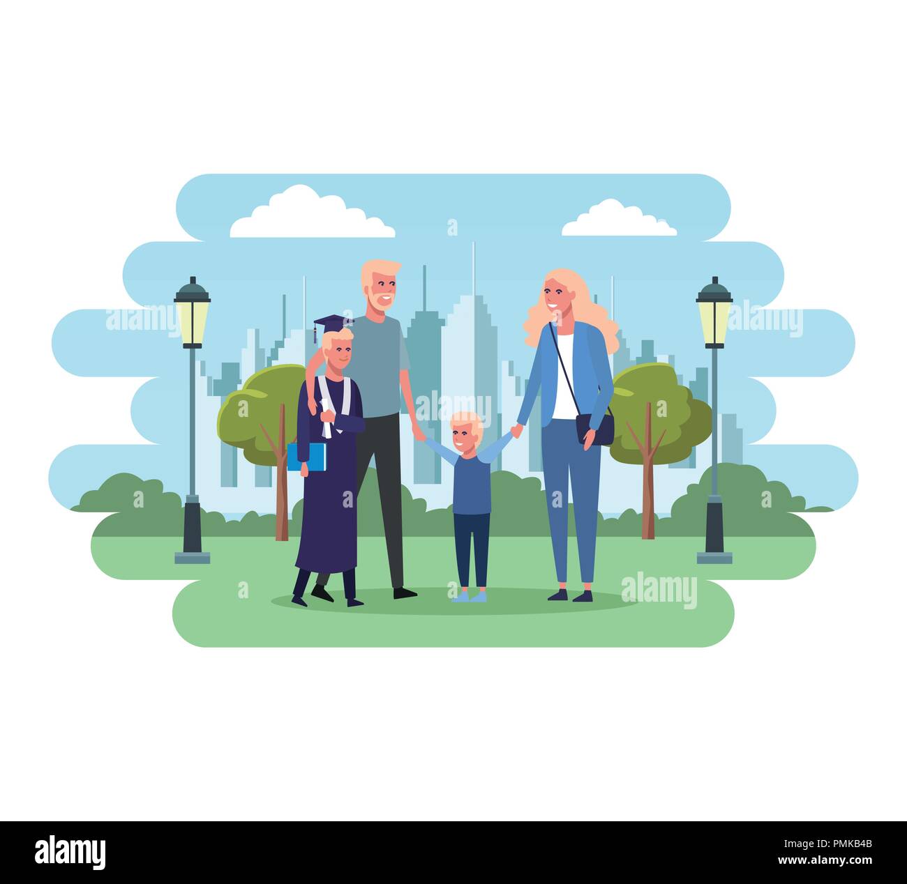 Family at park Stock Vector