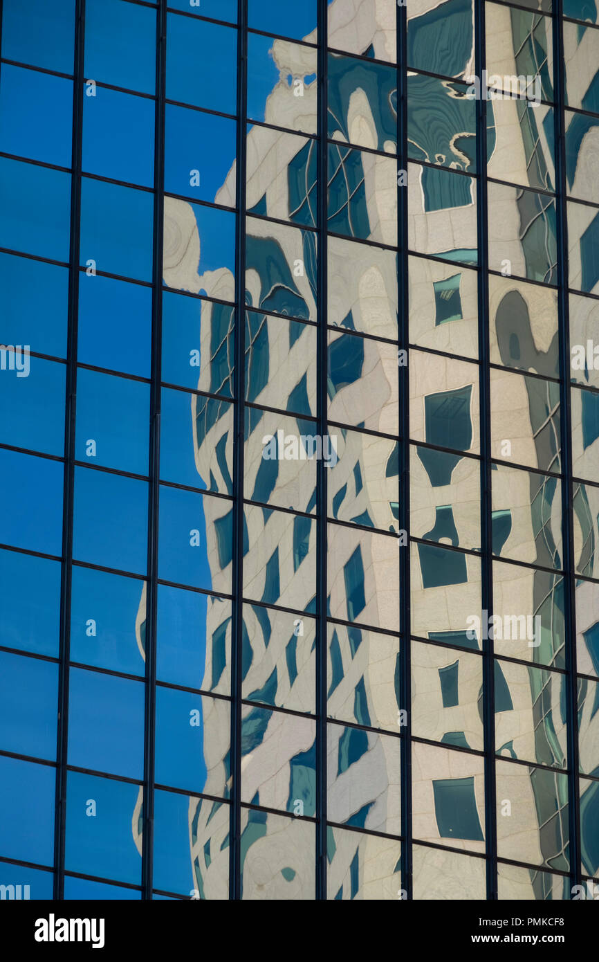 Reflections in Office Buildings, Downtown, Birmingham Alabama Stock Photo