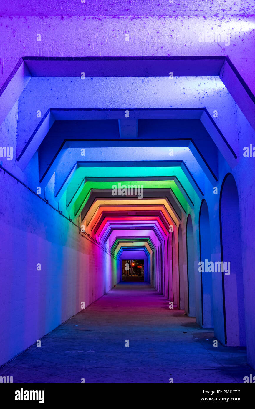 LED Rainbow Tunnel, Birmingham Al Stock Photo Alamy