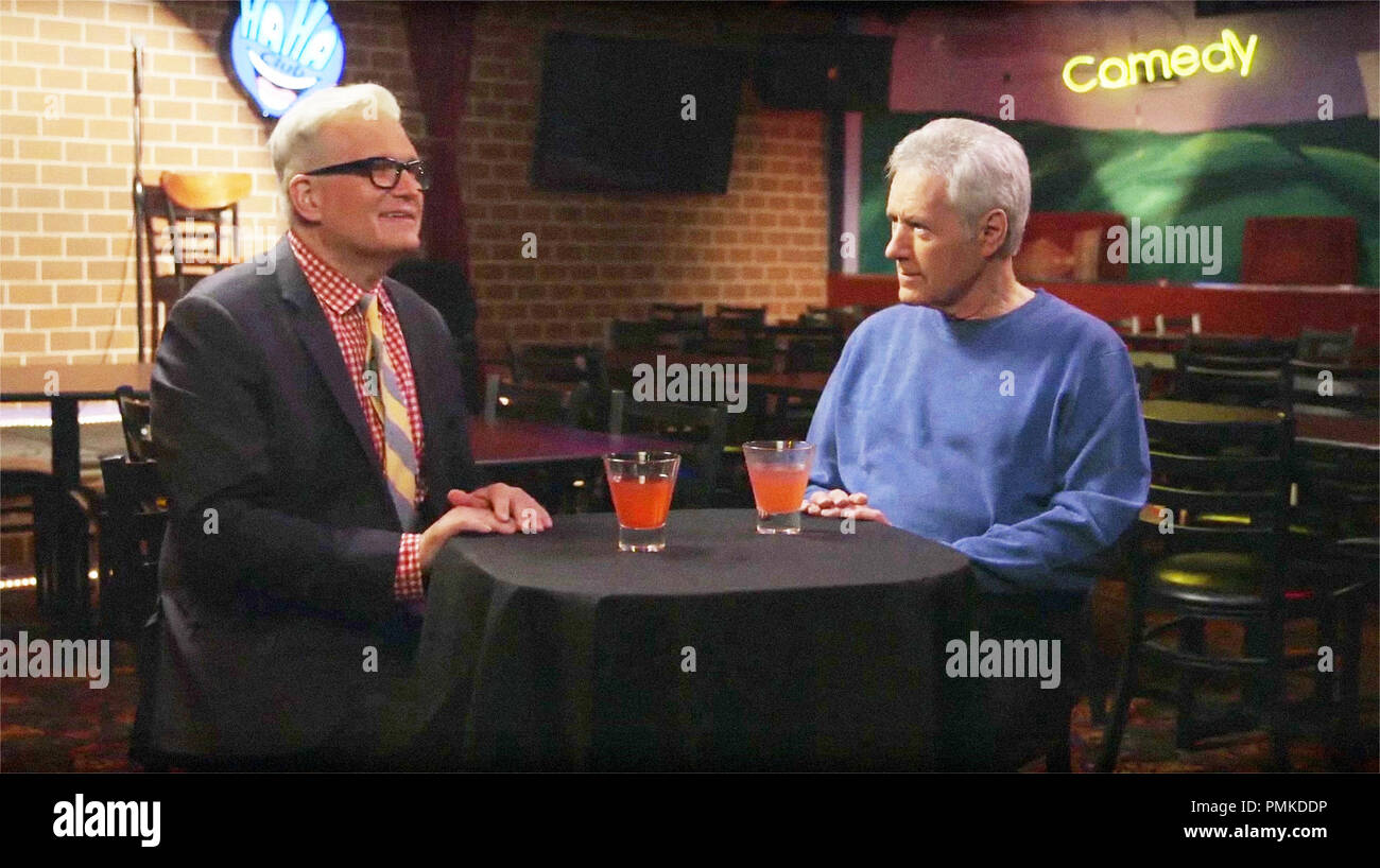GAME CHANGERS, from left, Drew Carey, Alex Trebek, 2018. ©Parade Deck