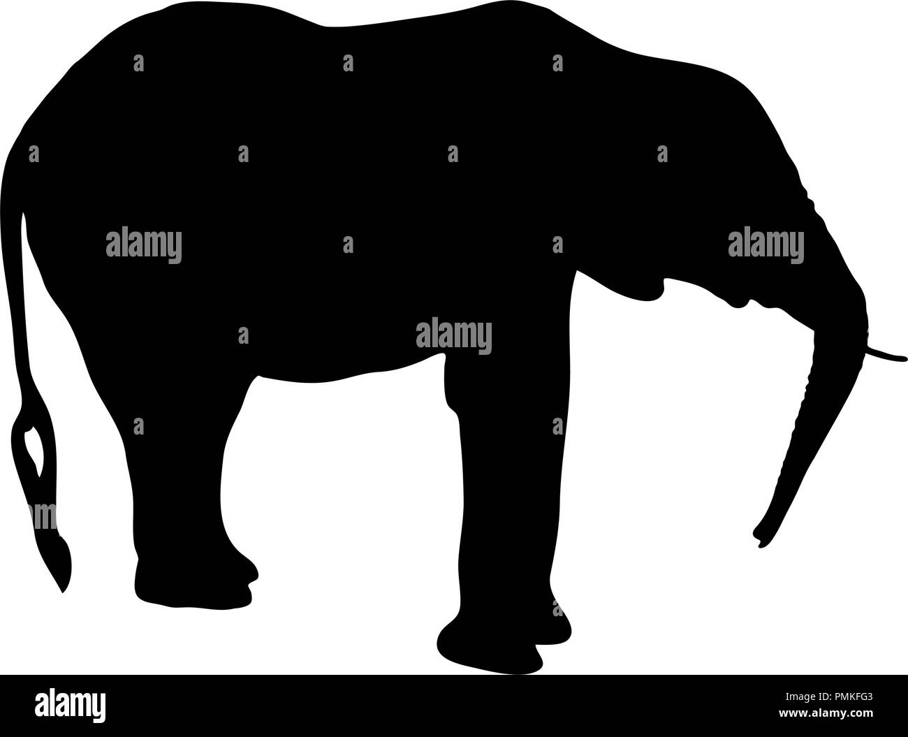 Digitally Handdrawn Silhouette of an elephant Stock Vector Image & Art ...