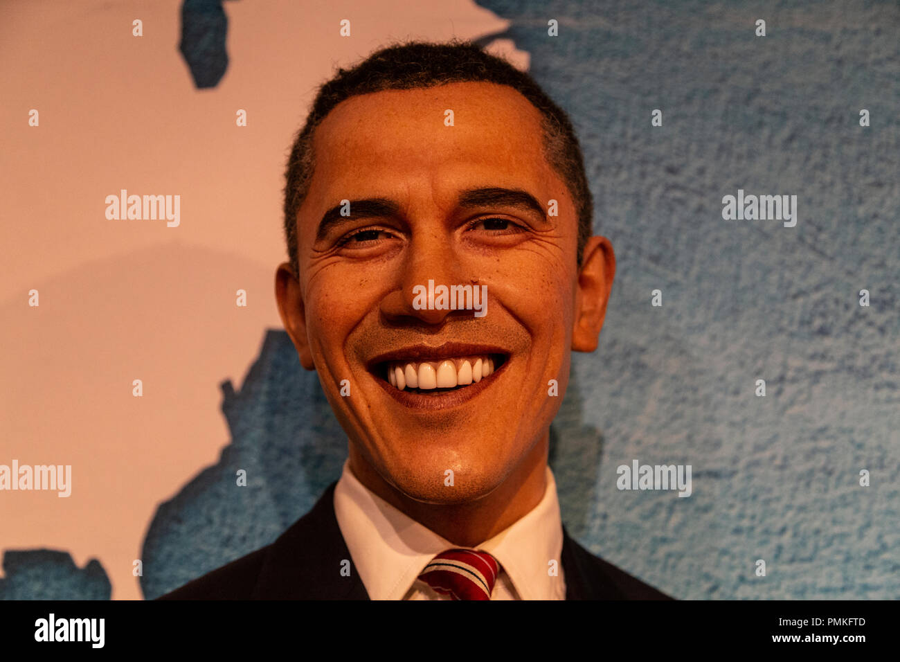 Barack Obama figure in Madame Tussauds Wax Museum in Amsterdam, Netherlands Stock Photo