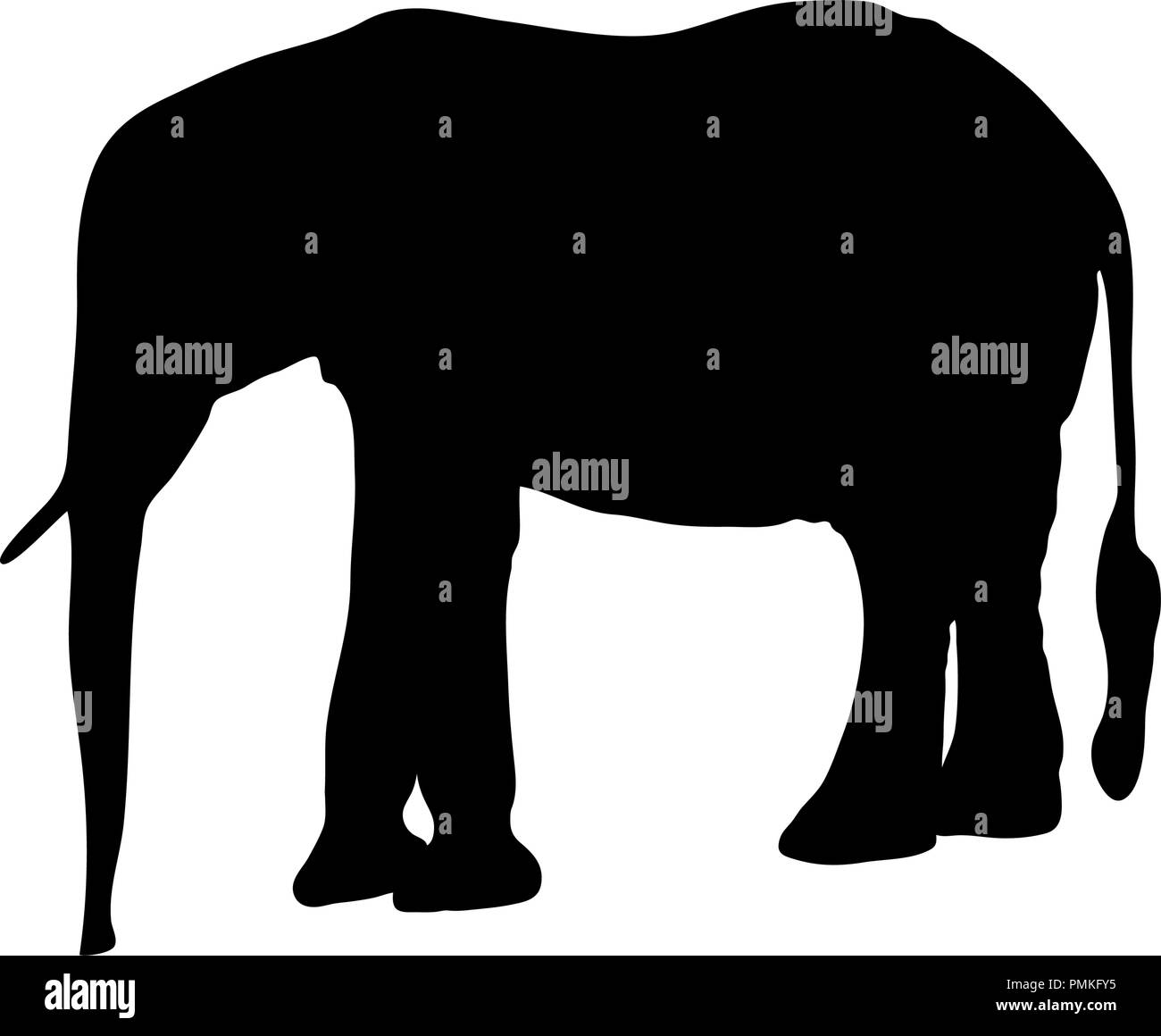 Digitally Handdrawn Silhouette of an elephant Stock Vector Image & Art ...