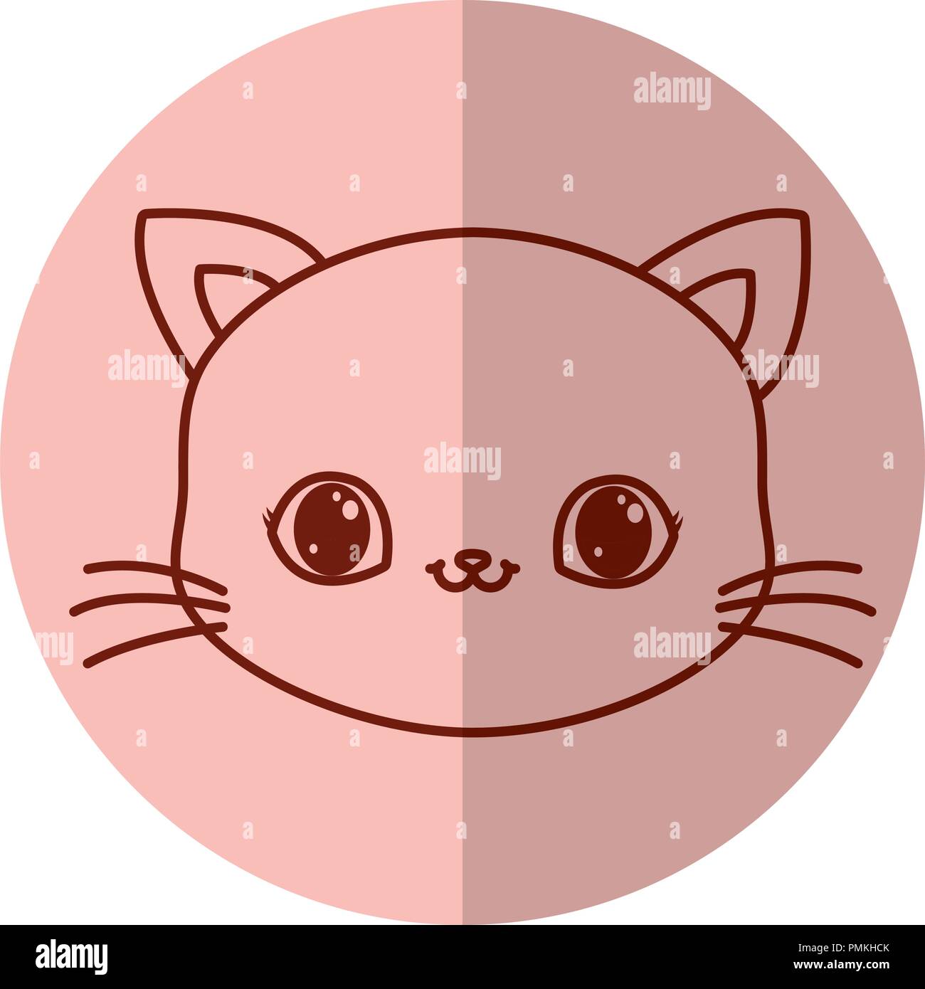 Cute cat icon. pink cat icon on white background. happy cat icon