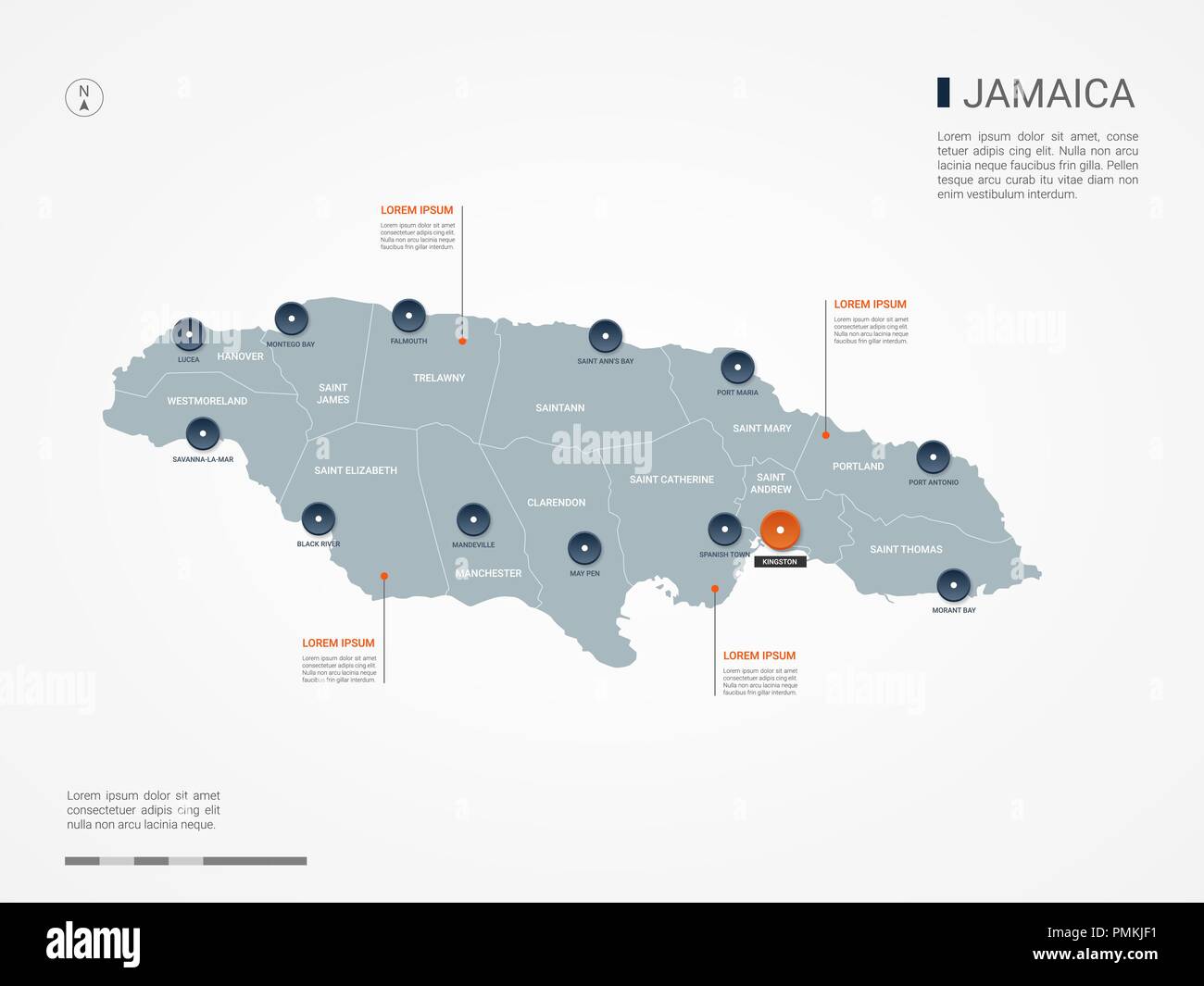 Map Of Jamaica Labeled Jamaica Map With Borders, Cities, Capital And Administrative Divisions.  Infographic Vector Map. Editable Layers Clearly Labeled Stock Vector Image  & Art - Alamy