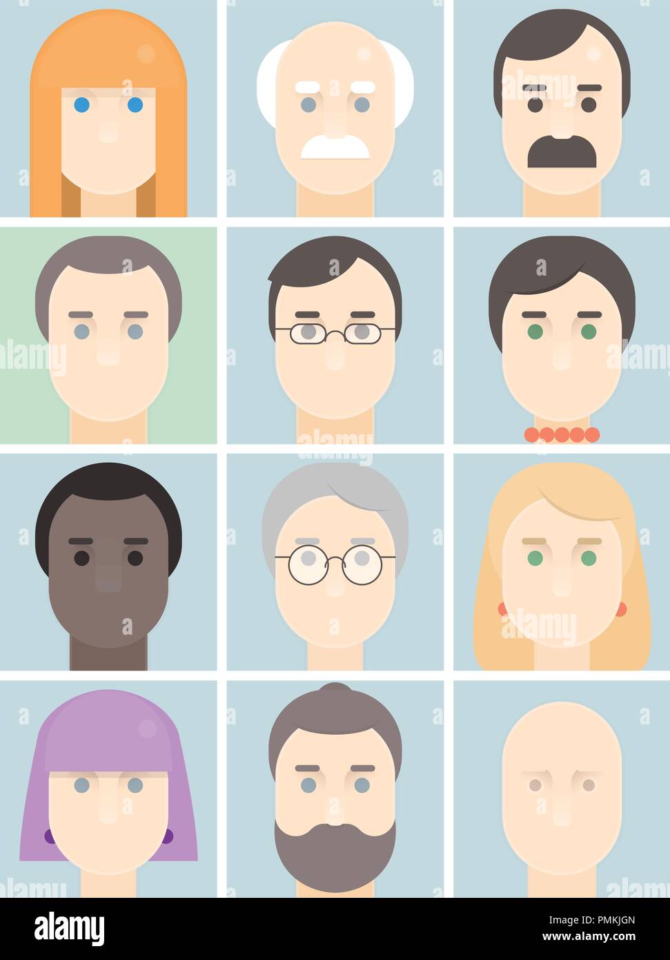 Men and women flat avatars set with faces. people portraits logo and icons collection. Vector illustration Stock Vector