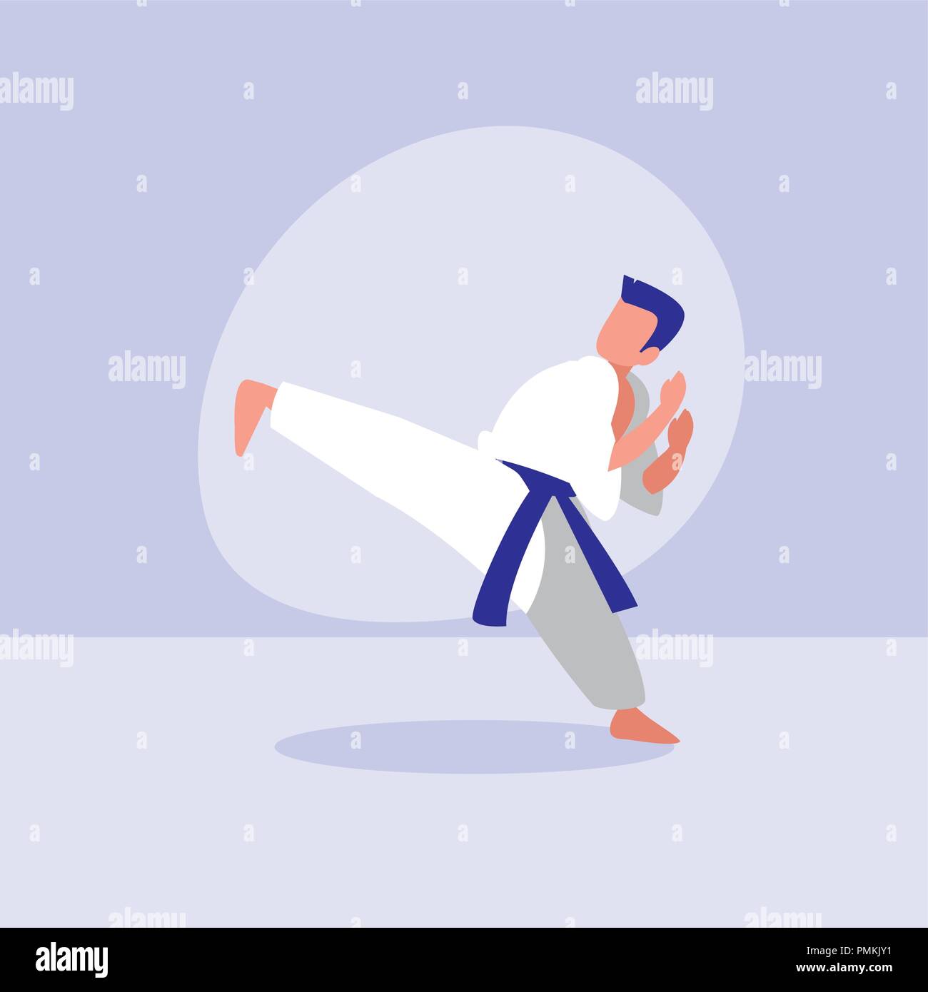 Young man practicing karate Stock Vector Images - Alamy