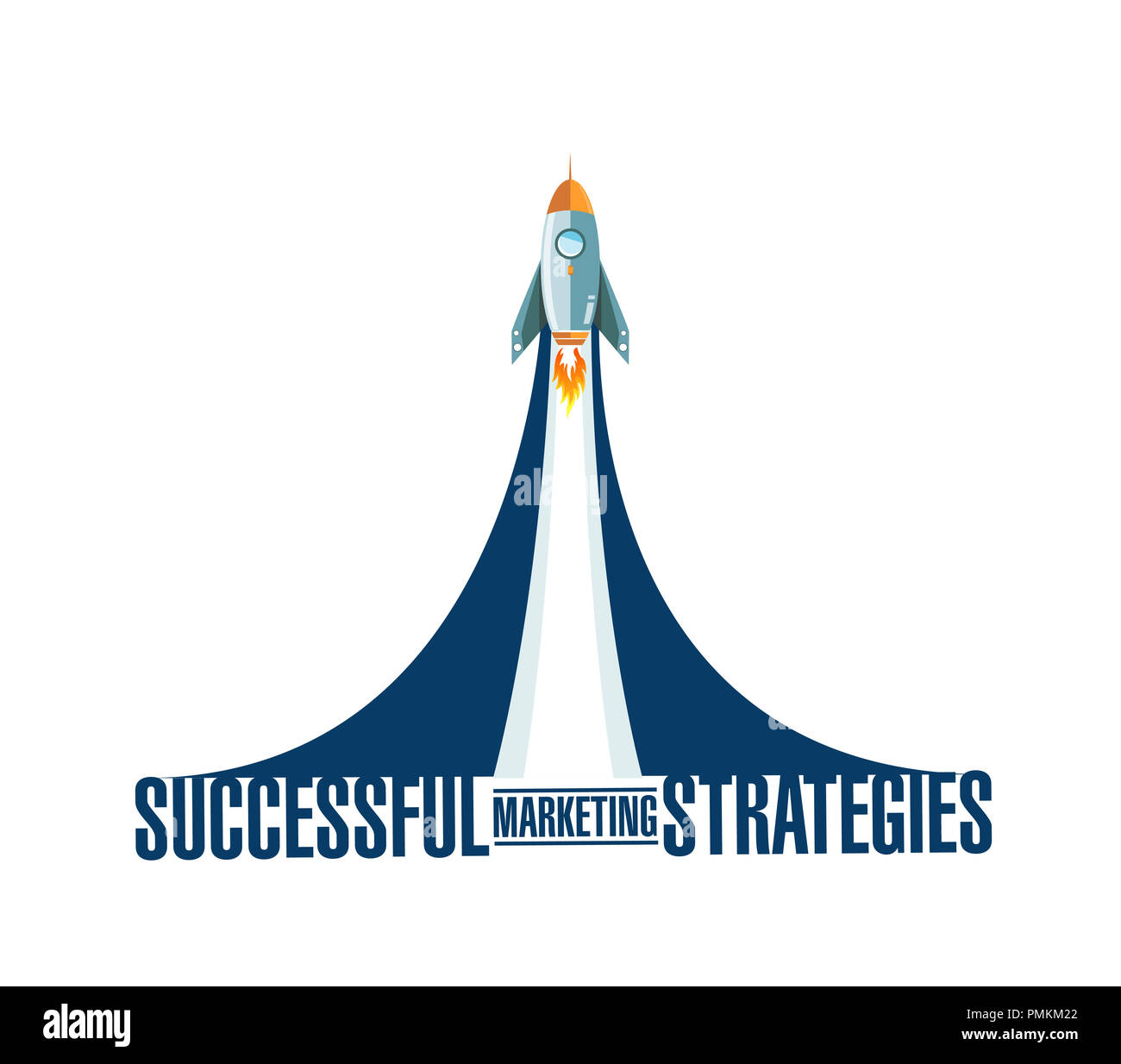 Successful marketing strategies rocket smoke message illustration ...