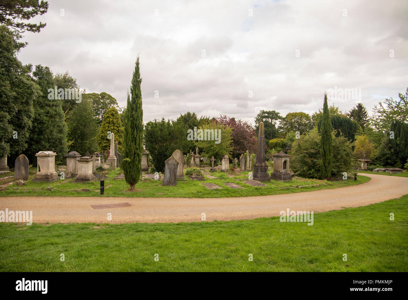 Graves and Headstones at Arnos Vale Cemetery, Bristol UK Stock Photo