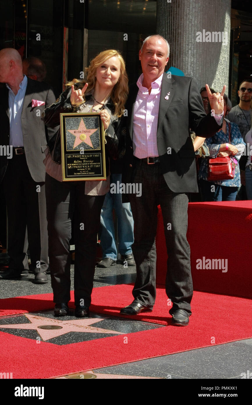 Melissa Etheridge and Hamish Dodds (President and CEO of Hard Rock International) at the Hollywood Chamber of Commerce ceremony to honor her with a star on the Hollywood Walk of Fame in Hollywood, CA, September 27, 2011. Photo by Joe Martinez / PictureLux Stock Photo
