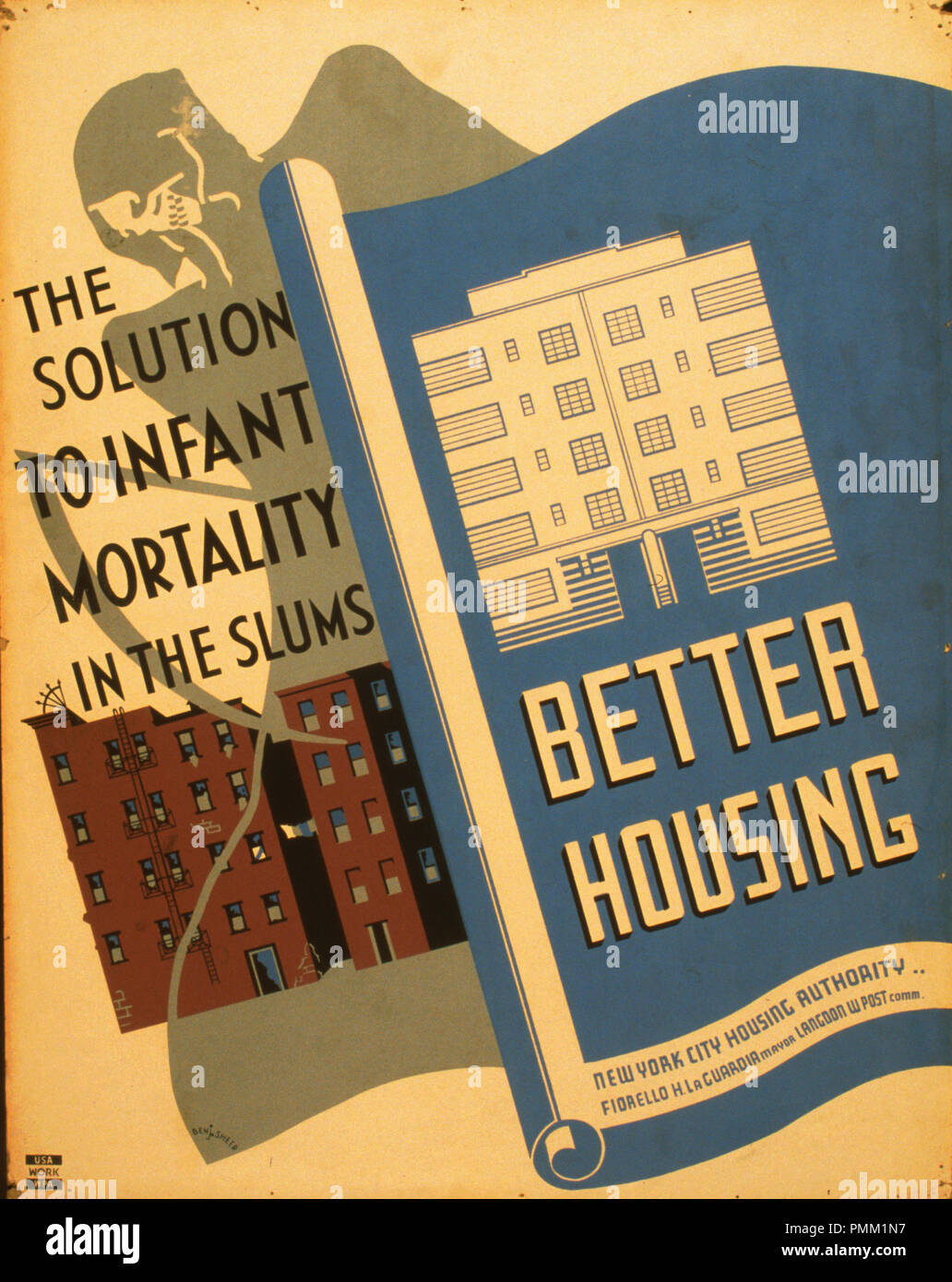 Housing posters by the Work Projects Administration (WPA) produced between 1936 and 1943.  (Library of Congress) Stock Photo