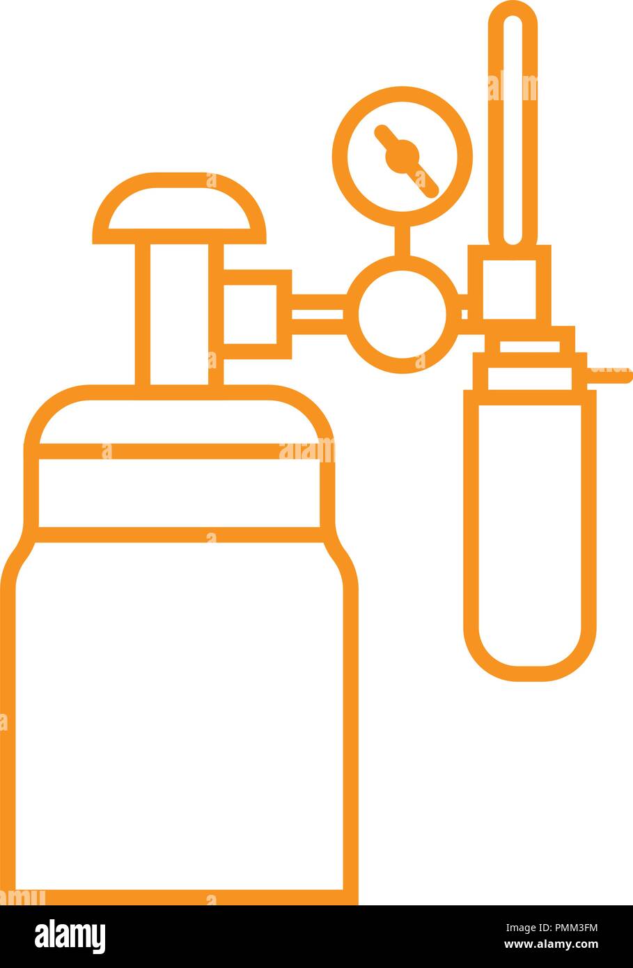 Medical devices - line art vector orange Stock Vector
