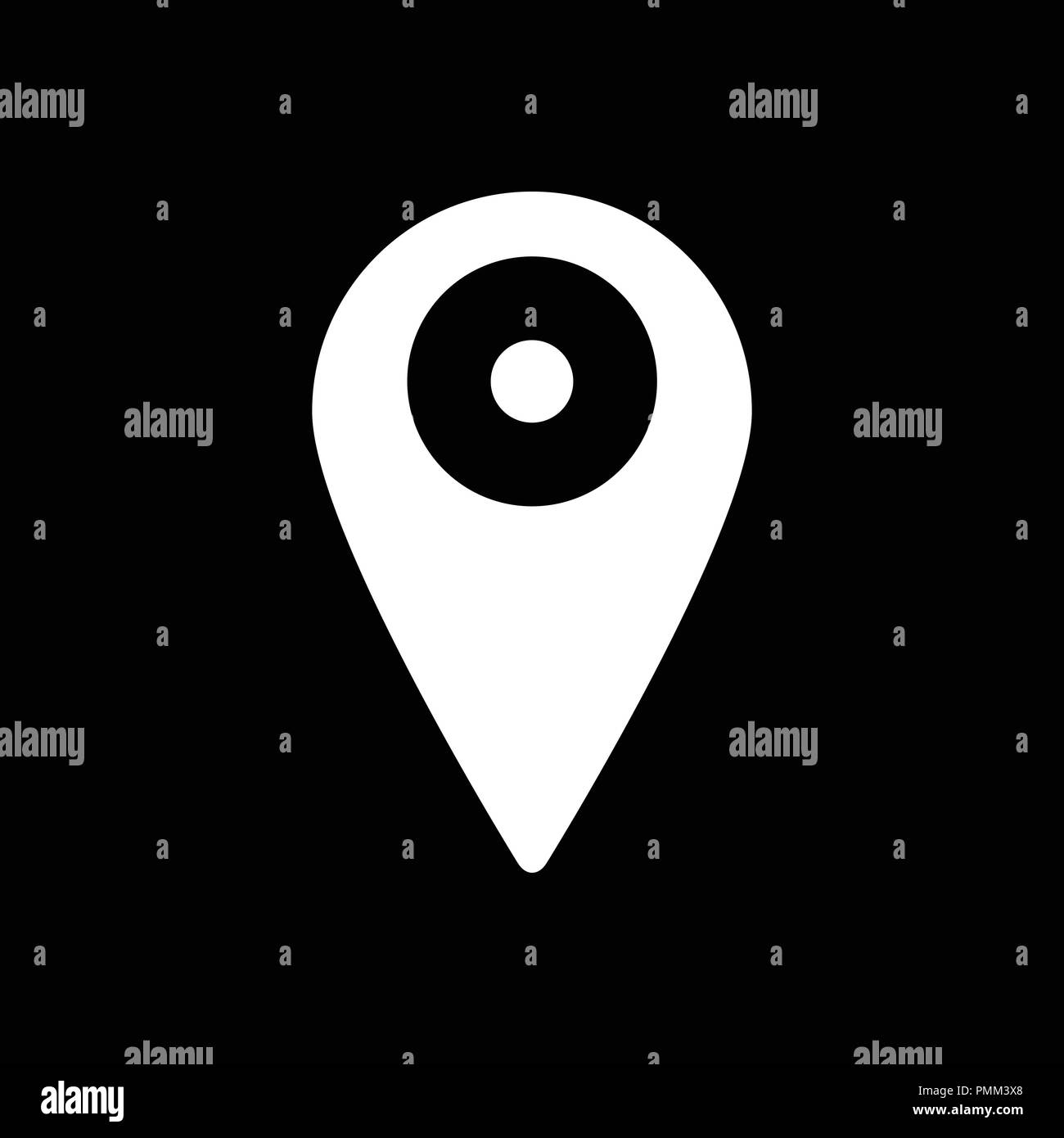 Location vector icon - Place symbol - GPS pictogram white Stock Vector