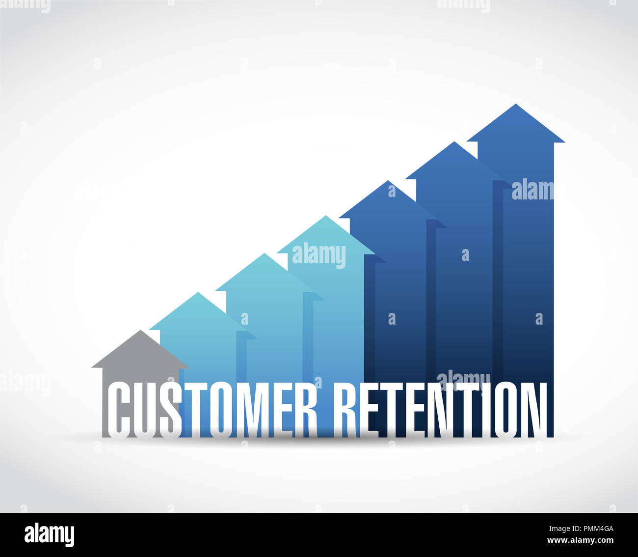 customer retention business graph isolated over a white background ...