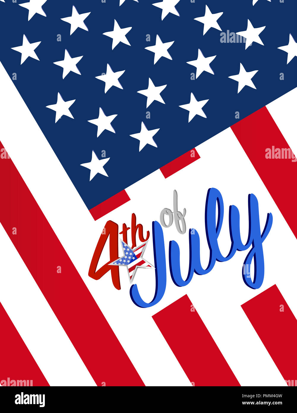 4th of july sign. Vector Illustration. over a patriotic background