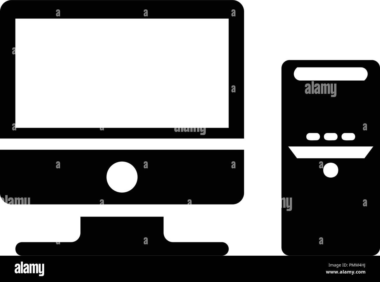 Computer icon vector black Stock Vector Image & Art - Alamy