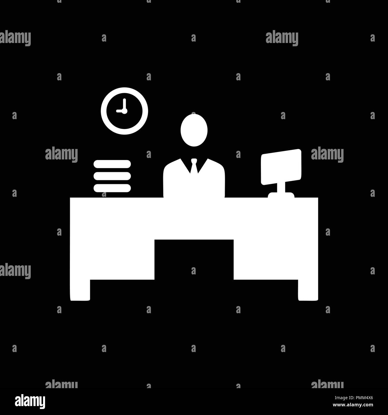 Businessman entrepreneur in a suit working at his office desk white Stock Vector